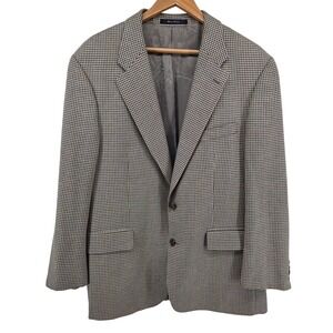 Jos A Bank Mens Brown Blue Tan Houndstooth Blazer Sport Coat 48L